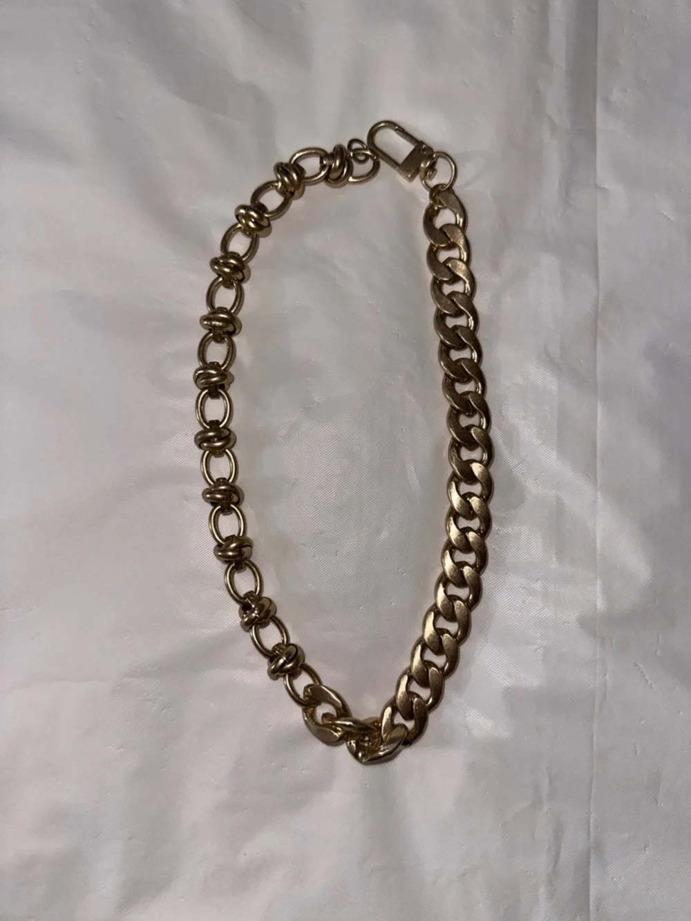 Gold Tone Mixed Link Chain Necklace - Jewelry
